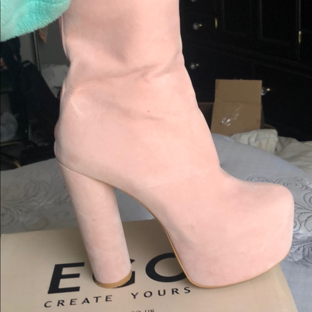 Pink platform boots